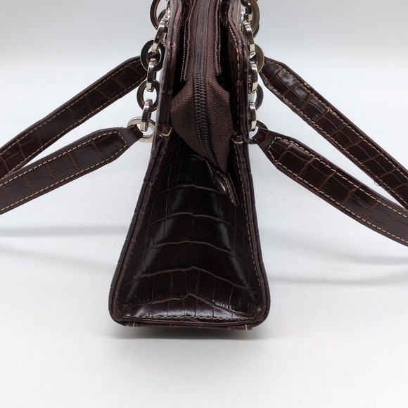 NYC Accessory Womens Purse Brown Croc M Zip Close Handbag Double Handle - Picture 7 of 8